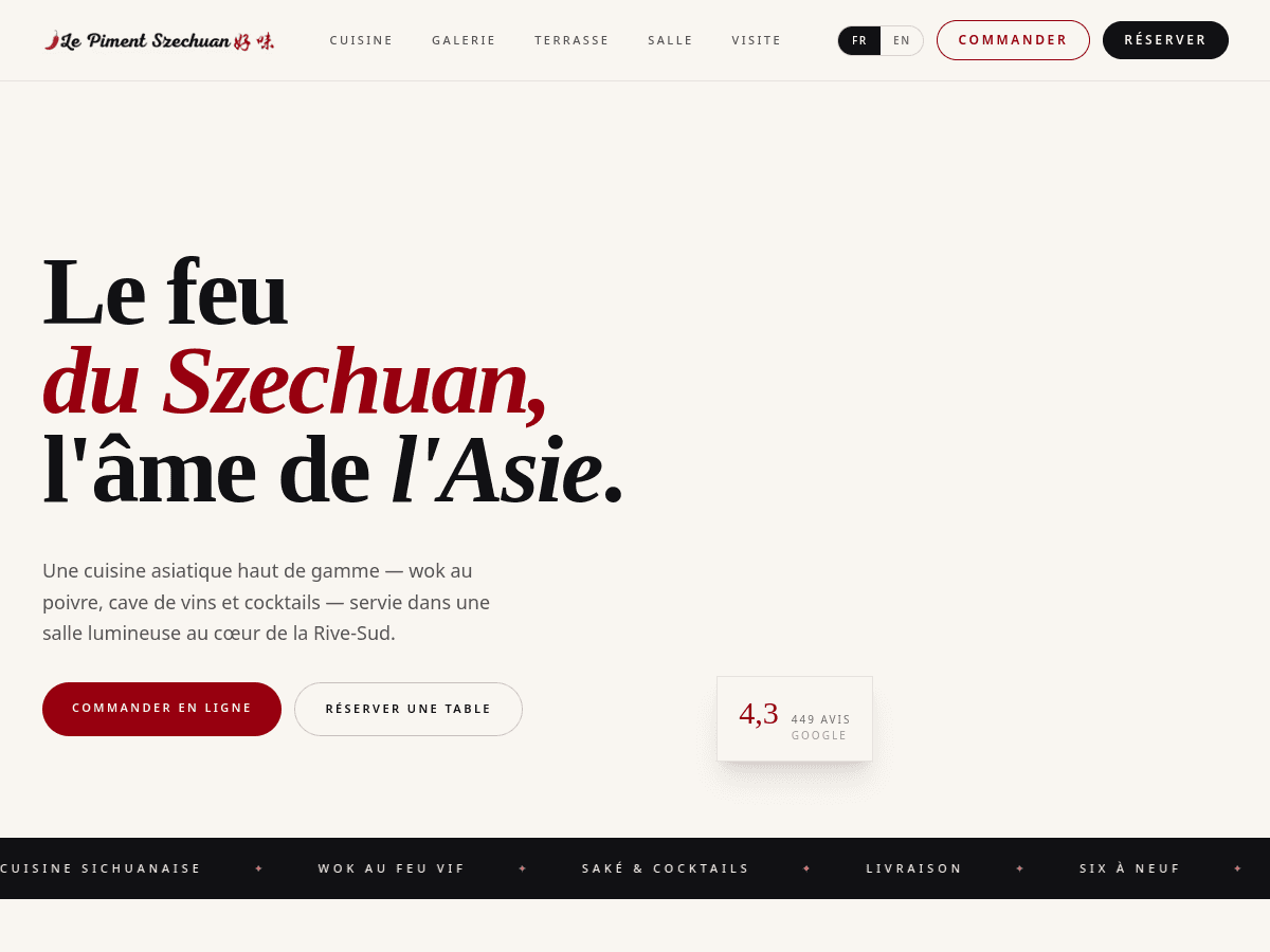 Aperçu du site Le Piment Szechuan
