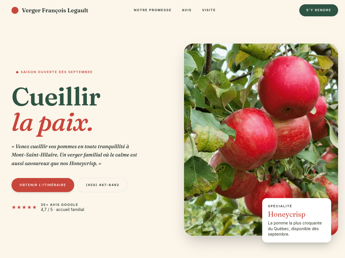Aperçu du site Verger François Legault